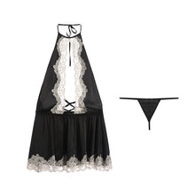 Load image into Gallery viewer, Exotic Apparel Dress Women Sexy Lingerie Set Erotica Hollow Out Satin Lace Nightdress Female Adult Porno Slutty Skirts Thong