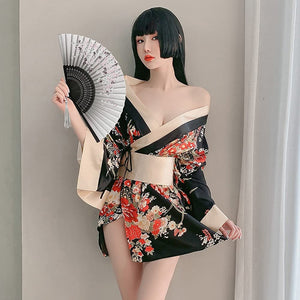 Exotic Apparel  Japanese Kimono Mini Dress Cosplay Costume for Women Kimono Robe Pajamas Underwear Set Sexy Clothes for Women