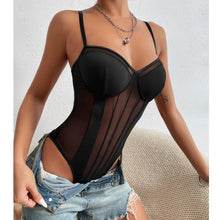 Load image into Gallery viewer, Exotic Mesh Bodysuit Women Gothic Backless Bandage Sexy Body Femme Halter Bandage Black Bodysuit Clubwear Underwear Lingerie