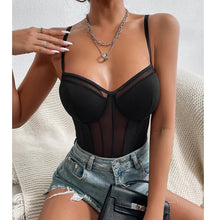 Load image into Gallery viewer, Exotic Mesh Bodysuit Women Gothic Backless Bandage Sexy Body Femme Halter Bandage Black Bodysuit Clubwear Underwear Lingerie