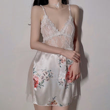 Load image into Gallery viewer, Exotic Women&#39;s Erotic Lingerie Sexy Deep V Lace Suspender Skirt See-through Backless Printed Nightdress Home Service Suit
