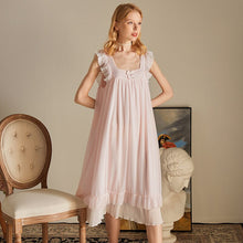 Load image into Gallery viewer, Fairy White Mesh Night Dress Women Summer Sleeveless Sexy Lace Peignoir Victorian Nightgowns Lolita Nightie Princess Sleepwear