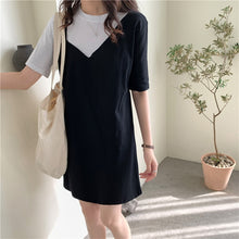 Load image into Gallery viewer, Fake Two-Piece Elegant Shirt Bodycon Casual Korean Dress For Women Summer Clothes Harajuku Korean Japan 2021 New Fashion Lady