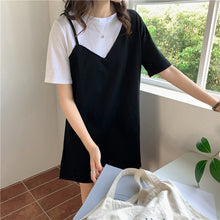 Load image into Gallery viewer, Fake Two-Piece Elegant Shirt Bodycon Casual Korean Dress For Women Summer Clothes Harajuku Korean Japan 2021 New Fashion Lady