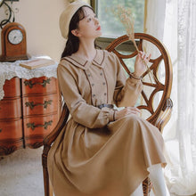 Load image into Gallery viewer, Fall 2021 Women French European American Retro Dress Hot Sale Doll Collar Dress Beaded Buttons Design Sense Literary Midi Dress
