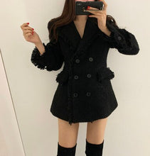 Load image into Gallery viewer, Fall Clothes For Women 2 Piece Outfits Fashion Set Female Chic Retro Double-breasted Furry Thicken Coat Tweed Coat Skirt OL Set