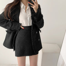 Load image into Gallery viewer, Fall Clothes For Women 2 Piece Outfits Fashion Set Female Chic Retro Double-breasted Furry Thicken Coat Tweed Coat Skirt OL Set