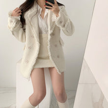 Load image into Gallery viewer, Fall Clothes For Women 2 Piece Outfits Fashion Set Female Chic Retro Double-breasted Furry Thicken Coat Tweed Coat Skirt OL Set