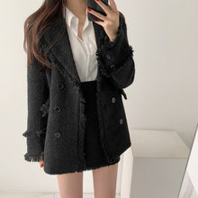 Load image into Gallery viewer, Fall Clothes For Women 2 Piece Outfits Fashion Set Female Chic Retro Double-breasted Furry Thicken Coat Tweed Coat Skirt OL Set