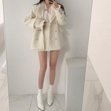 Load image into Gallery viewer, Fall Clothes For Women 2 Piece Outfits Fashion Set Female Chic Retro Double-breasted Furry Thicken Coat Tweed Coat Skirt OL Set