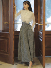 Load image into Gallery viewer, Fall Clothes For Women Suit Elegant Temperament French Irregular Ruffled Top Chiffon Female+Bandage Thin Retro Woolen Skirt Lady