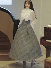 Load image into Gallery viewer, Fall Clothes For Women Suit Elegant Temperament French Irregular Ruffled Top Chiffon Female+Bandage Thin Retro Woolen Skirt Lady