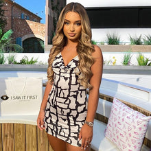 Load image into Gallery viewer, Fall Sexy Lace Up Halter Backless Dress For Women Night Club Party Elegant Printed Strap Short Mini Dresses Fashion Beachwear