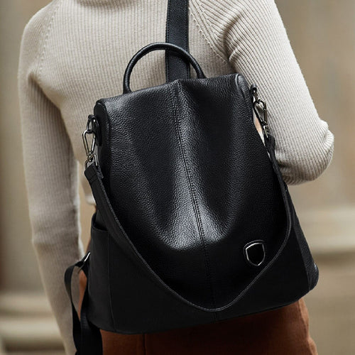 Famous Brand Women Backpack 100% Genuine Leather Causal School Bags Travel Cowskin Female Shoulder Bag Backpacks#Z186
