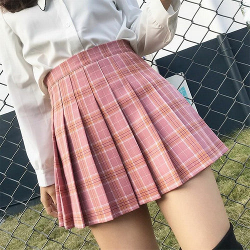 Fashion 2021 Summer Women Skirts Korean Cute Style Plaid Skirts for Girls High Waist School Pleated Mini jk Skirts Women