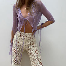 Load image into Gallery viewer, Fashion 2022 Summer Chic Black Perspective Cardigan Women&#39;s Clothing Crop Top Rave Festival Sexy Long Sleeves Tops Streetwear