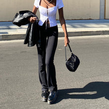 Load image into Gallery viewer, Fashion 2022 Summer Corset Top Crop Sexy T-Shirt Short Sleeve  Black White For Women&#39;s Clothing Casual Tshirt Streetwear T Shirt