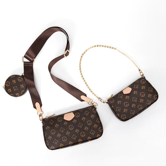 Fashion Brand Designer 3-IN-1 Messenger Handbag Tote Leather Floar Crossbody Handbag Tote Clutch New Shoulder Bag Clutch Totes