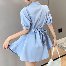 Load image into Gallery viewer, Fashion Casual Female Mid-length Design Waist Shirt + Net Red Fried Street Shorts Sets Two-piece Suits Women Vetement Femme 2021