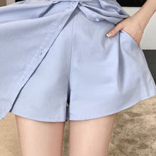Load image into Gallery viewer, Fashion Casual Female Mid-length Design Waist Shirt + Net Red Fried Street Shorts Sets Two-piece Suits Women Vetement Femme 2021
