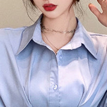 Load image into Gallery viewer, Fashion Casual Female Mid-length Design Waist Shirt + Net Red Fried Street Shorts Sets Two-piece Suits Women Vetement Femme 2021