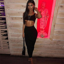 Load image into Gallery viewer, Fashion Crop Top Slim Print Elastic Waist Women Skirt Set Long Length Skirt U Neck Tank 2021 New Ladies Two Piece Set