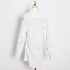 Fashion Deep V-neck Tops Shirts Women's White Long Blouse 2021 Autumn Long Sleeve Shirt Dress Female Blusas High Quality