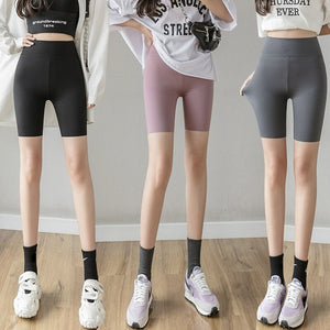 Fashion Fitness Biker Shorts Summer High Waist Sweatpants Women's Cycling Shorts Ladies Solid Thin Casual Stretch Sports Shorts