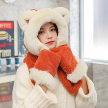 Load image into Gallery viewer, Fashion Ladies Cold-proof Gloves Scarf One-piece Hat Winter Cycling Windproof Bib Cover Ear Protection Face Plush Keep Warm Hat