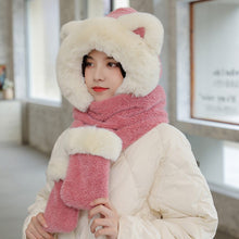 Load image into Gallery viewer, Fashion Ladies Cold-proof Gloves Scarf One-piece Hat Winter Cycling Windproof Bib Cover Ear Protection Face Plush Keep Warm Hat
