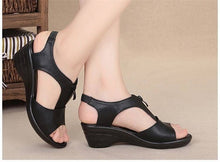 Load image into Gallery viewer, Fashion New Black Solid Women Sandals Summer Pumps Shoes Casual Shallow Wedges Zipper 5cm High Heels Student Female Sandals36-41