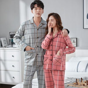 Fashion New Soft Man and Woman Plaid Printing Long Sleeve Long Pants Sleepwear Fashion Style Casual Style Pajamas Set Pj Set