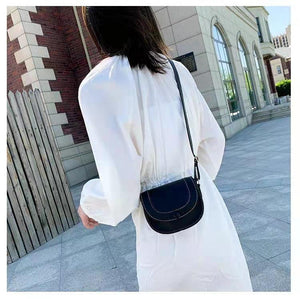 Fashion New Women Crossbody Shoulder Bag Retro Saddle PU Leather Small Purse Ladies Pure Color Bags
