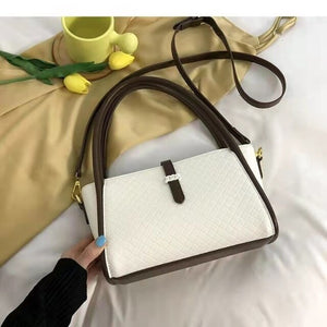 Fashion Plaid Handbags Korean Style Trendy One Shoulder Hit Color Crossbody Textured Shoulder Bag