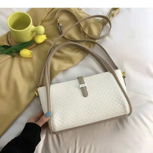 Fashion Plaid Handbags Korean Style Trendy One Shoulder Hit Color Crossbody Textured Shoulder Bag