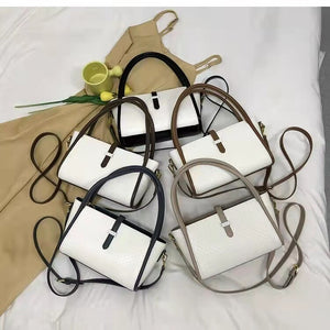 Fashion Plaid Handbags Korean Style Trendy One Shoulder Hit Color Crossbody Textured Shoulder Bag