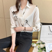 Load image into Gallery viewer, Fashion Print Women Chiffon Shirt New 2021 Spring Autumn Long Sleeve White Blouse Elegant Slim Office Lady Tops