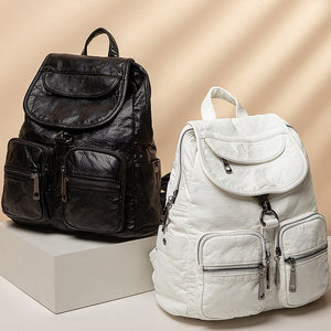 Fashion Soft Pu Leather Backpacks for Women Waterproof White Travel Backpack Bag for Women Back Pack for Girl