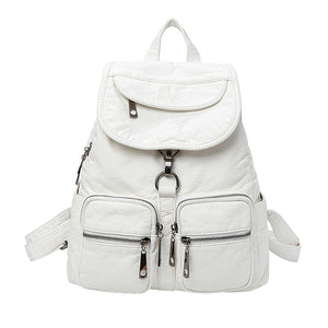Fashion Soft Pu Leather Backpacks for Women Waterproof White Travel Backpack Bag for Women Back Pack for Girl