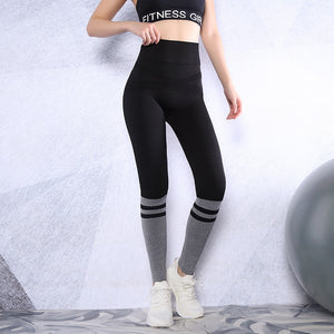 Fashion Stripe Fitness Sports Leggings Gym Clothing Running Yoga Leggings High Stretch Workout Sports Pants Running Tights