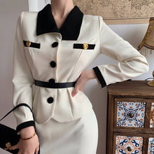 Load image into Gallery viewer, Fashion Suit Women&#39;s Winter New Temperament Color Matching Blouse + High Waist Half-Length Skirt Two-Piece Sets