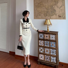 Load image into Gallery viewer, Fashion Suit Women&#39;s Winter New Temperament Color Matching Blouse + High Waist Half-Length Skirt Two-Piece Sets