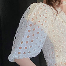 Load image into Gallery viewer, Fashion V-neck Sexy Lace Hollow Top + Disc Button Shorts Suits Ensembles Femme Conjuntos De Vestido Two Piece Sets Women 2021