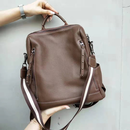 Fashion Women Backpack High Quality Youth Real Leather Backpacks for Teenage Girls Cowhide Female School Shoulder Bag Bagpack