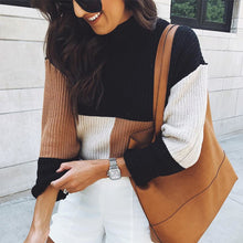 Load image into Gallery viewer, Fashion Women Casual Long Sleeve Knitted Sweater Pullover Loose Jumper Tops Knitwear Winter Color Patchwork O-neck Sweaters Hot