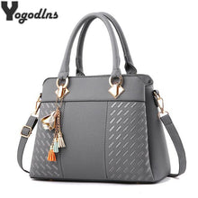 Load image into Gallery viewer, Fashion Women Handbags Tassel PU Leather Totes Bag Top-handle Embroidery Crossbody Bag Shoulder Bag Lady Simple Style Hand Bags