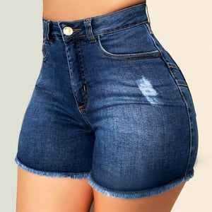Fashion Women High Waist Scratched Shorts Jeans Girls Ladies Denim Shorts Hot Sexy Casual Push Up Skinny Short Pants Trousers