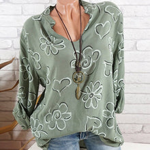 Load image into Gallery viewer, Fashion Women Printing Long Sleeve Shirt Loose V-neck Blouse Autumn Plus Size Blouses Shirts