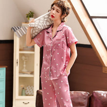 Load image into Gallery viewer, Fashion Women Silk Pajamas Sets of Sleepwear Sleep Short Sleeve Lady Nightwear Female Home Clothes Home Clothes Plus Size M-3XL