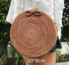 Load image into Gallery viewer, Fashion Women Summer Rattan Bags Round Square Straw Bag Handmade Woven Beach Crossbody Bags Circle Bohemia Bali Handbags